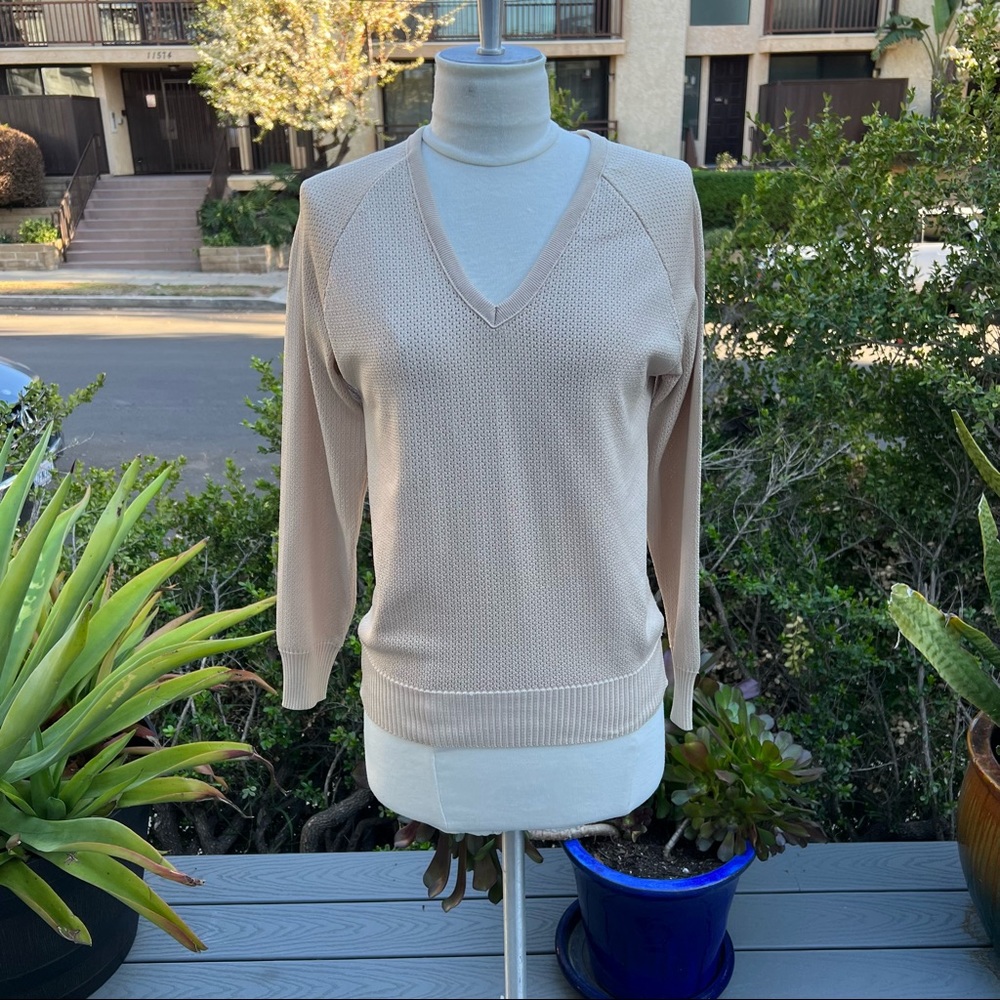 GIVENCHY SPORT Vintage V Neck Perforated Sweater Womens Size 4